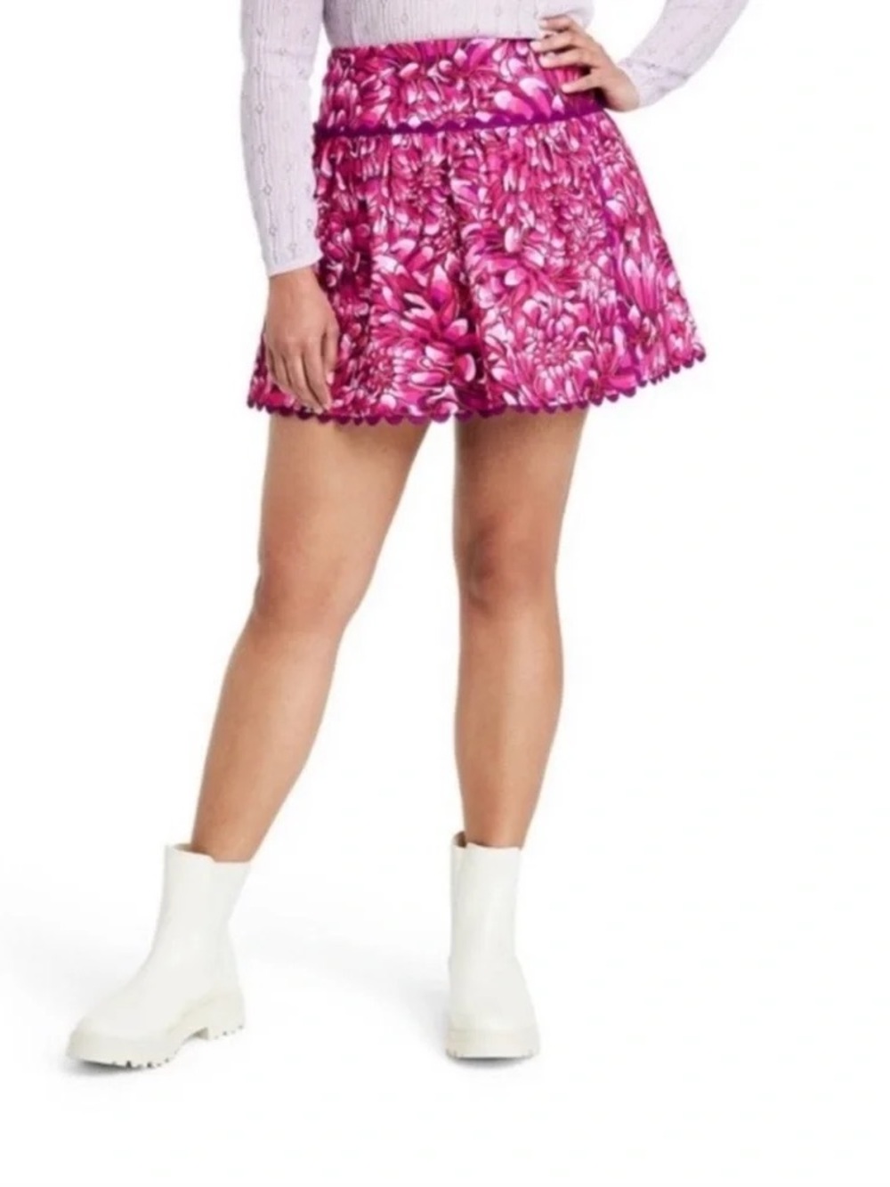 Kika Vargas x Target Floral Faux Wrap Mini Skirt Pink Purple | Size 10